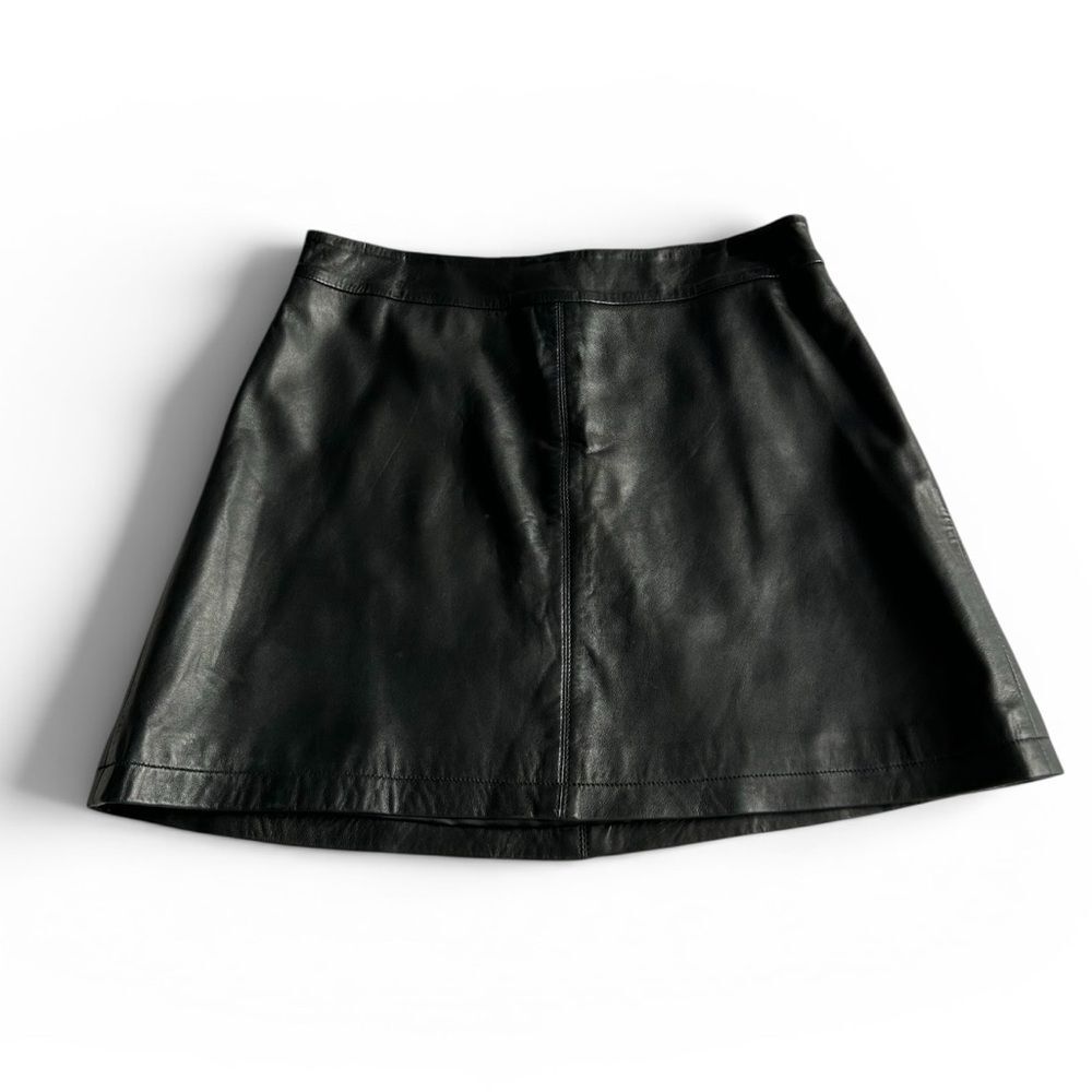 Cupcakes & Cashmere Black Genuine Leather Mini Skirt